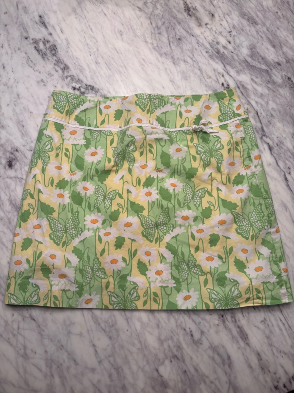 Lilly Pulitzer socialite butterfly vintage mini skirt green yellow white size 8